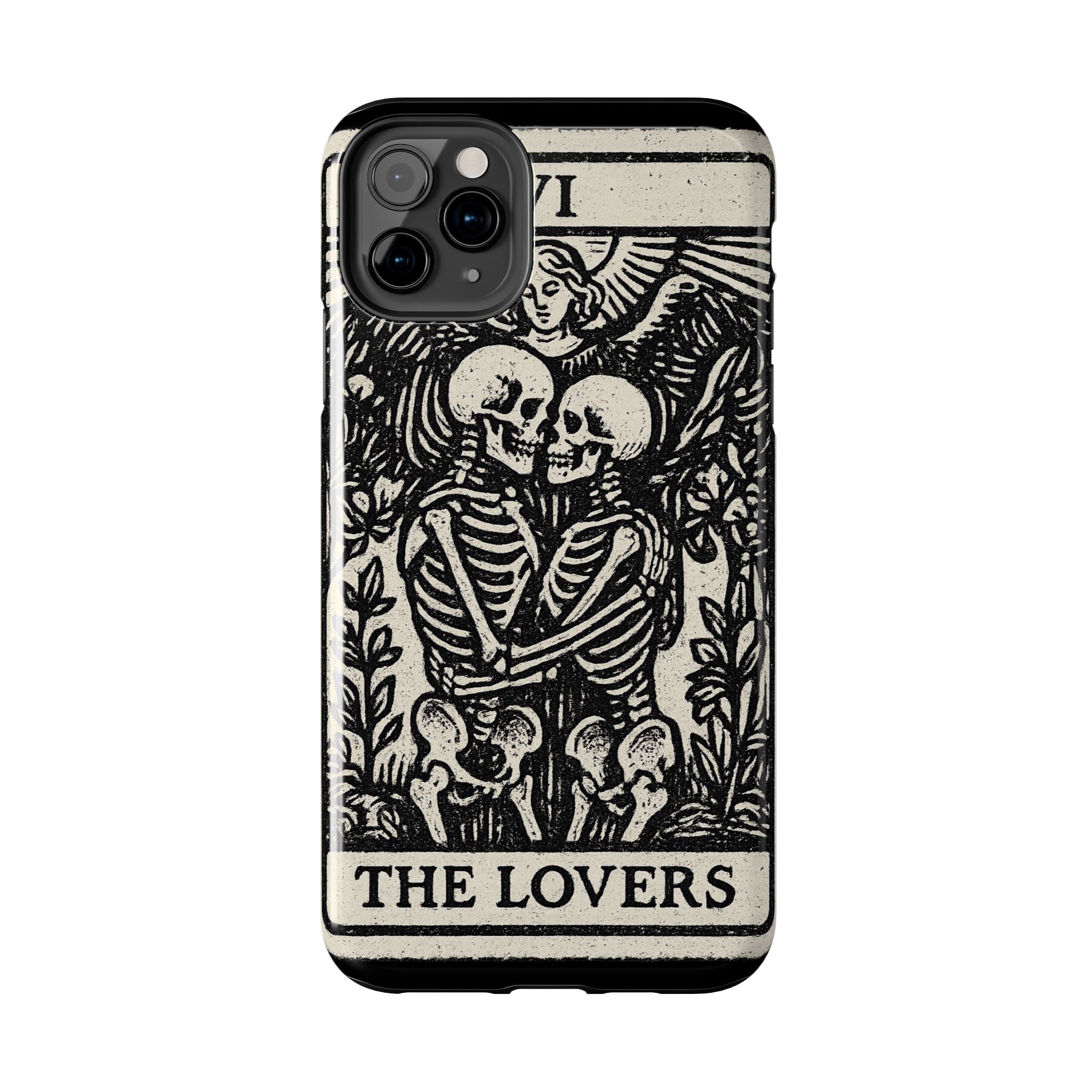 Tough Phone Case with Skeleton Lovers Design, Gothic Phone Cover, Unique Couples Gift, Halloween Accessory, Edgy Tech Design