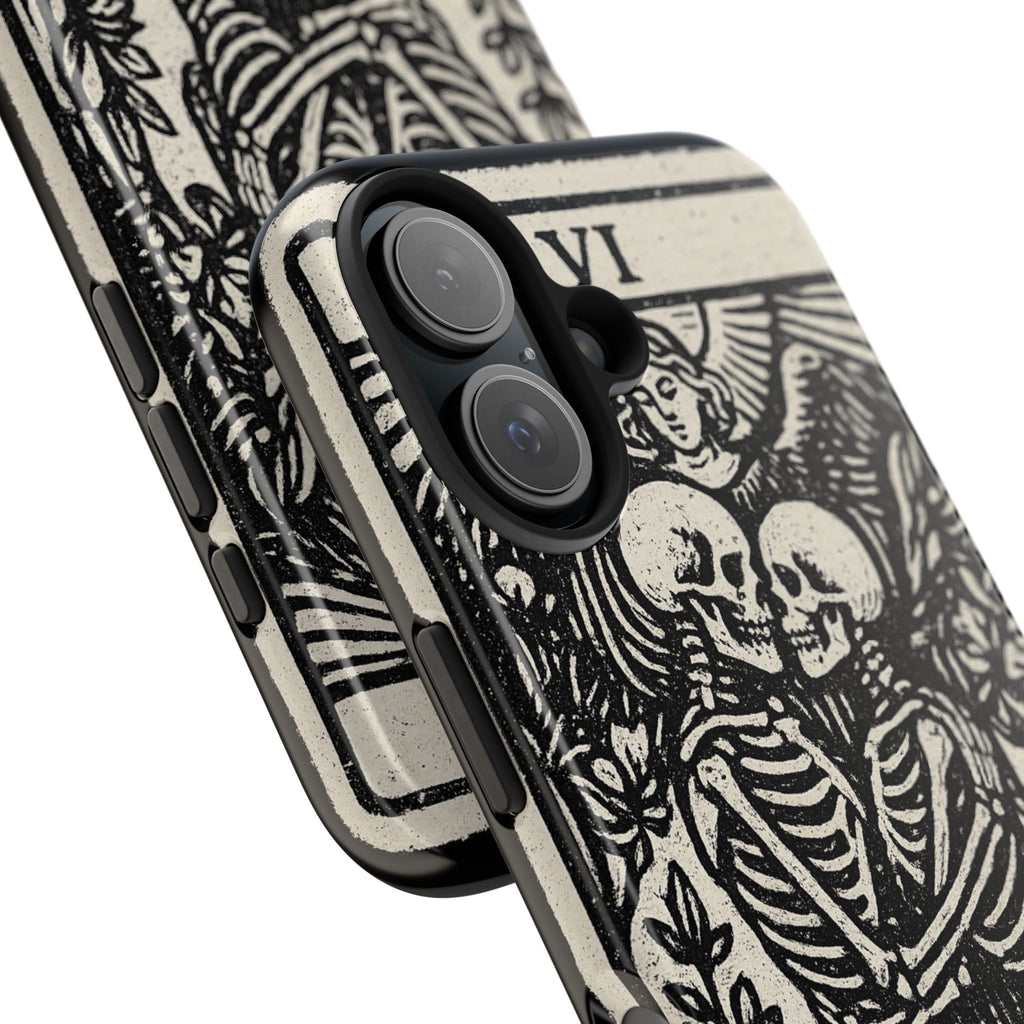 Tough Phone Case with Skeleton Lovers Design, Gothic Phone Cover, Unique Couples Gift, Halloween Accessory, Edgy Tech Design