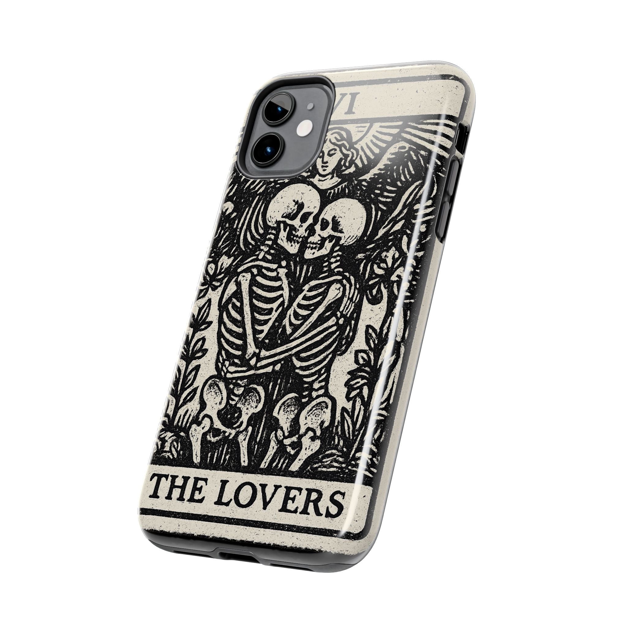 Tough Phone Case with Skeleton Lovers Design, Gothic Phone Cover, Unique Couples Gift, Halloween Accessory, Edgy Tech Design