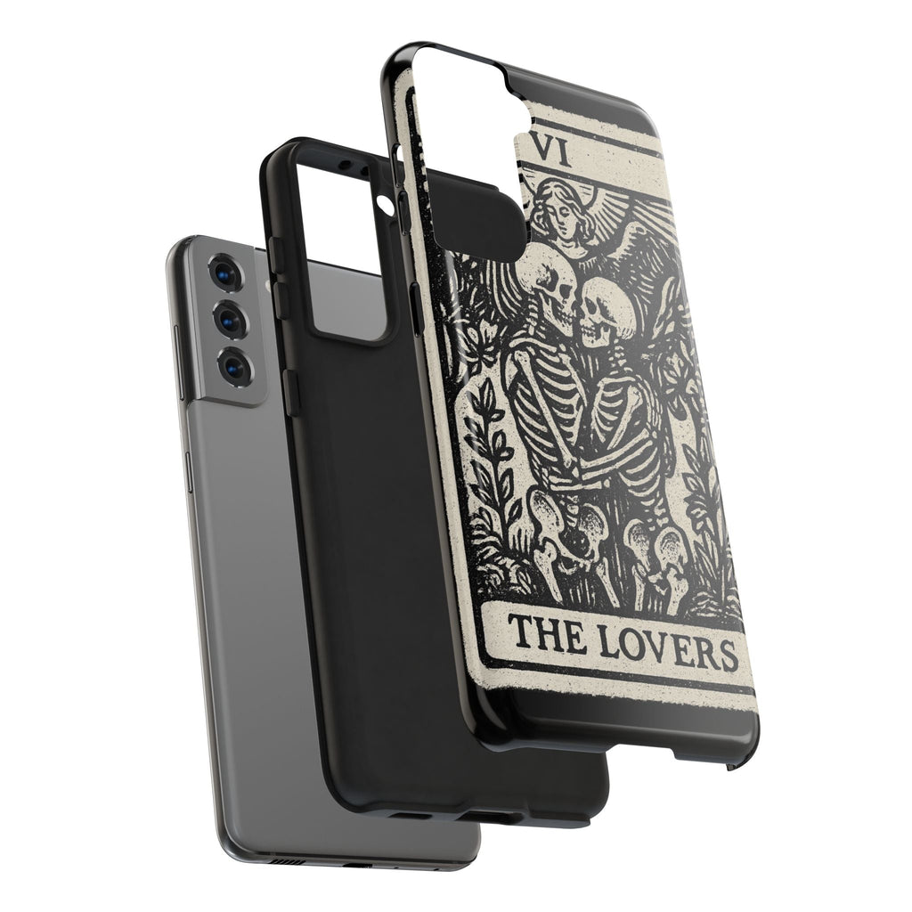 Tough Phone Case with Skeleton Lovers Design, Gothic Phone Cover, Unique Couples Gift, Halloween Accessory, Edgy Tech Design
