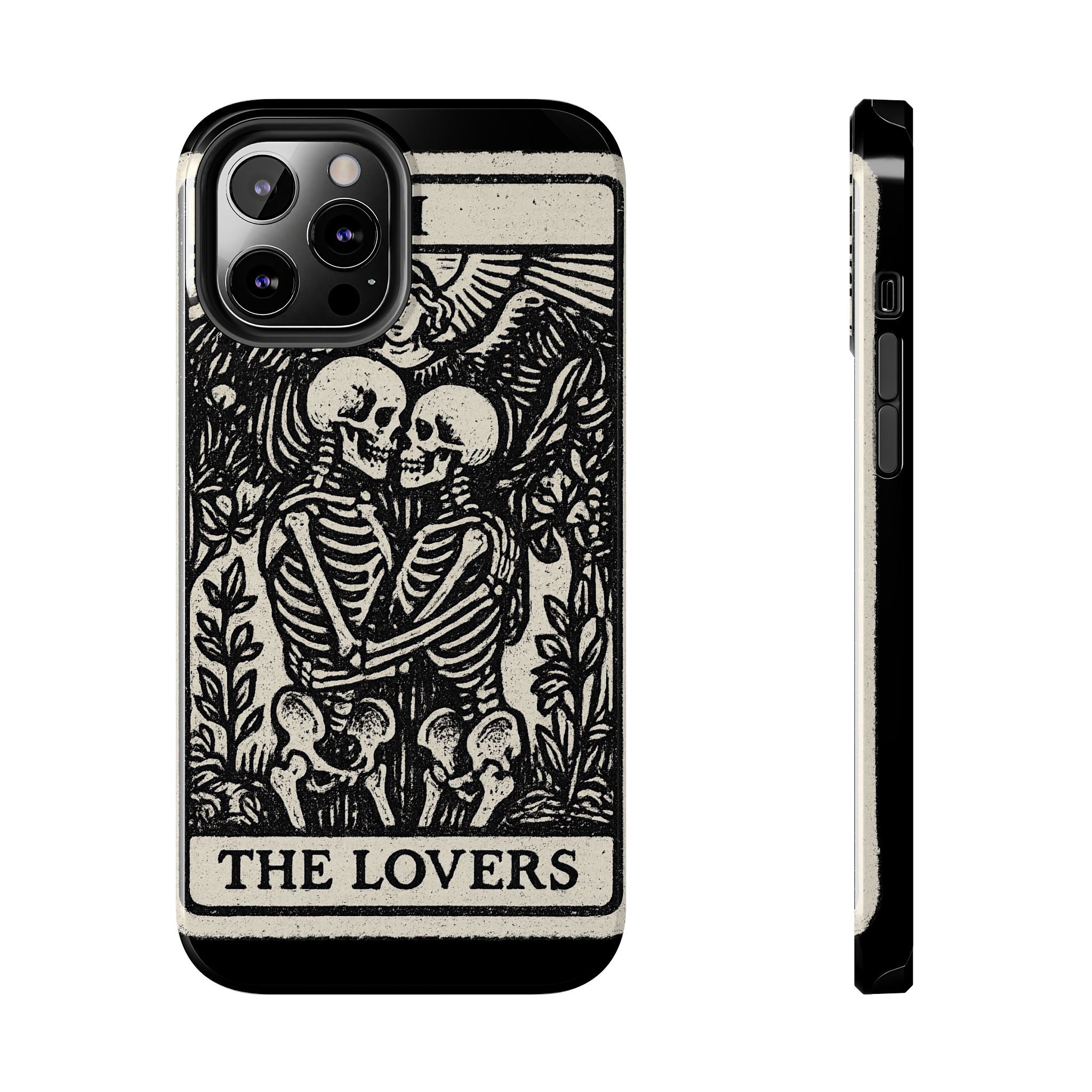 Tough Phone Case with Skeleton Lovers Design, Gothic Phone Cover, Unique Couples Gift, Halloween Accessory, Edgy Tech Design
