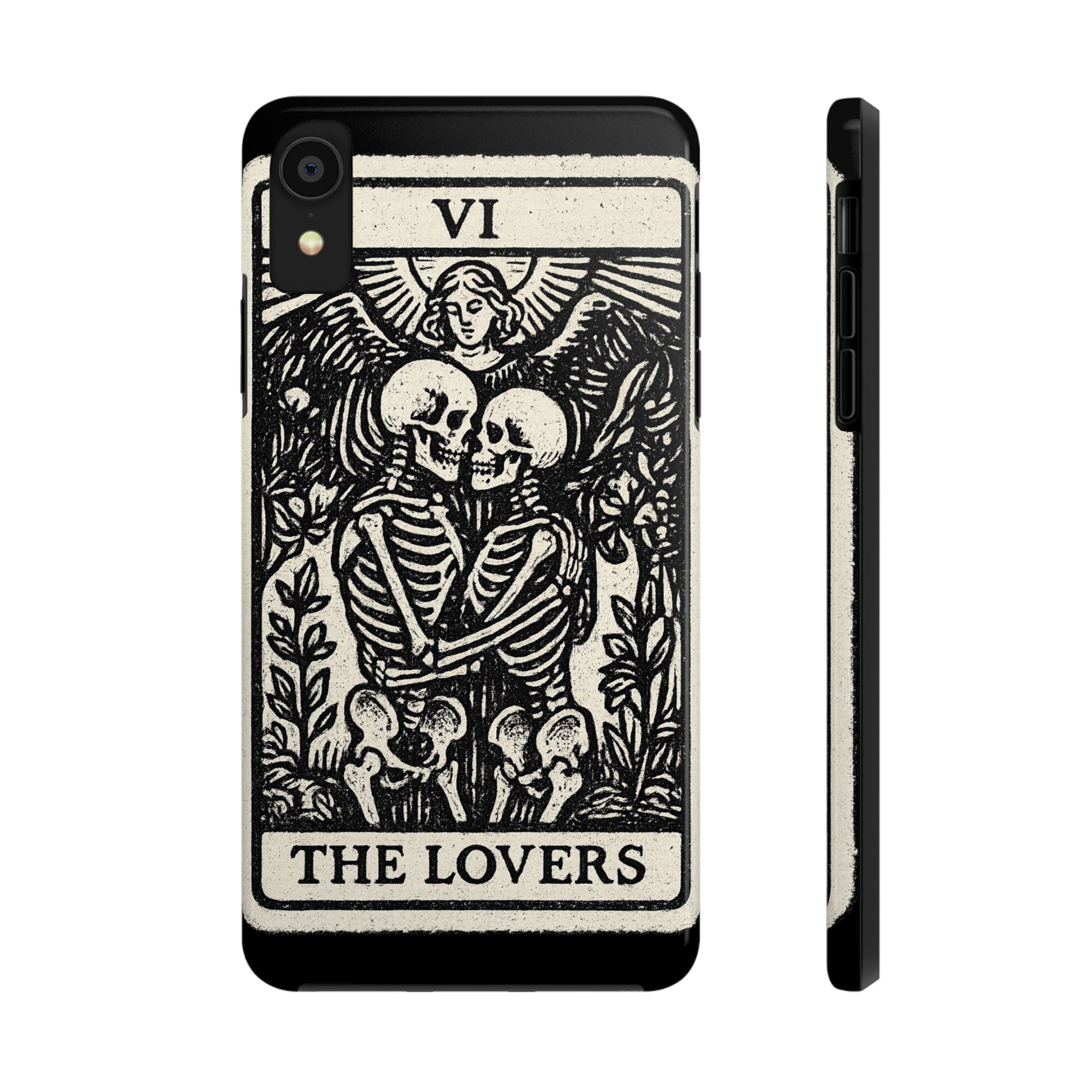 Tough Phone Case with Skeleton Lovers Design, Gothic Phone Cover, Unique Couples Gift, Halloween Accessory, Edgy Tech Design