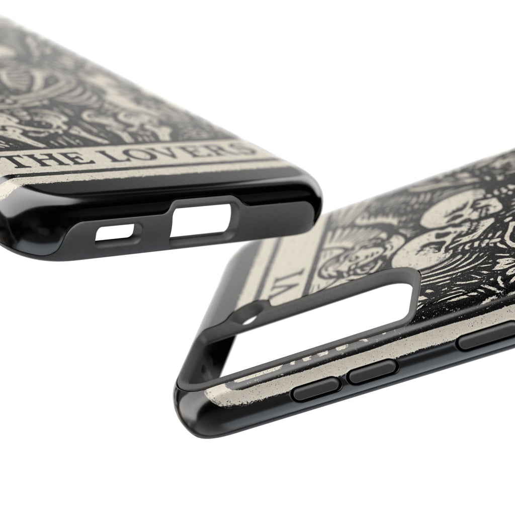 Tough Phone Case with Skeleton Lovers Design, Gothic Phone Cover, Unique Couples Gift, Halloween Accessory, Edgy Tech Design