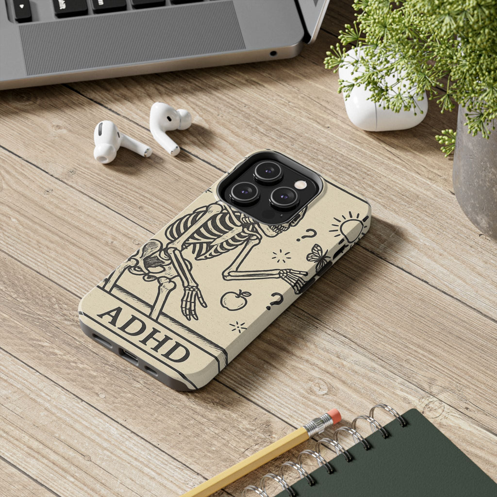 Skeleton ADHD Phone Cases, Unique Phone Cover, Funny ADHD Gift, Quirky Skeleton Design, Cool Accessories for Everyone